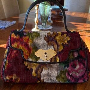 Koret Floral Tapestry Satchel with Gold Accent